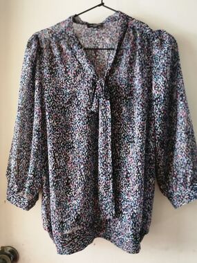 The Limited Women's Black Floral Tie-Neck Blouse - Multicolor Print